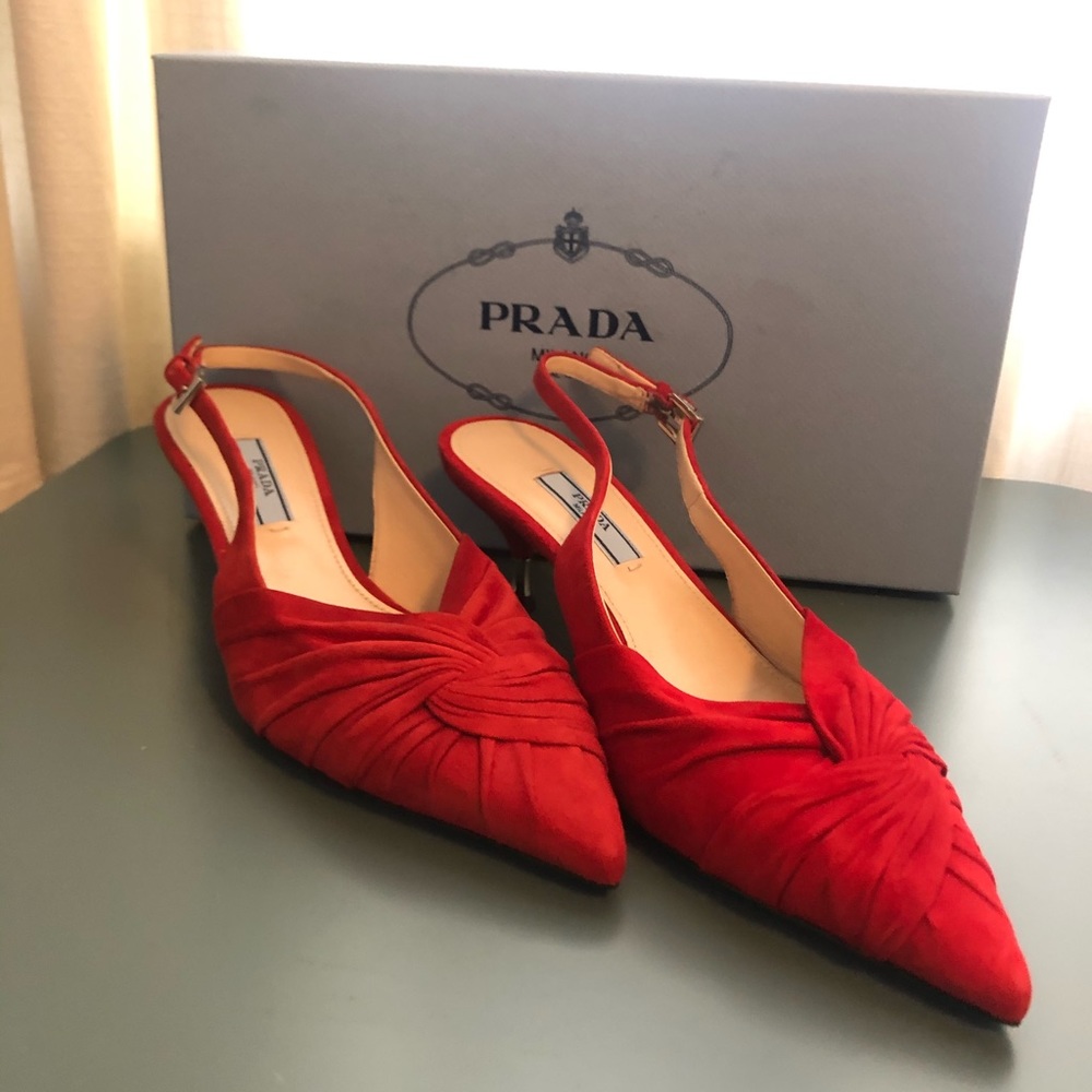 Prada Suede Twist 55mm Slingback Pumps - Picture 12 of 16